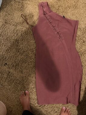 One-Shoulder Rosewood Bodycon Dress